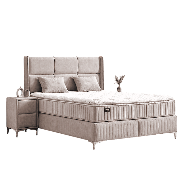 Тапицирана спалня с матрак BELLA 160 x 200 - крем 03