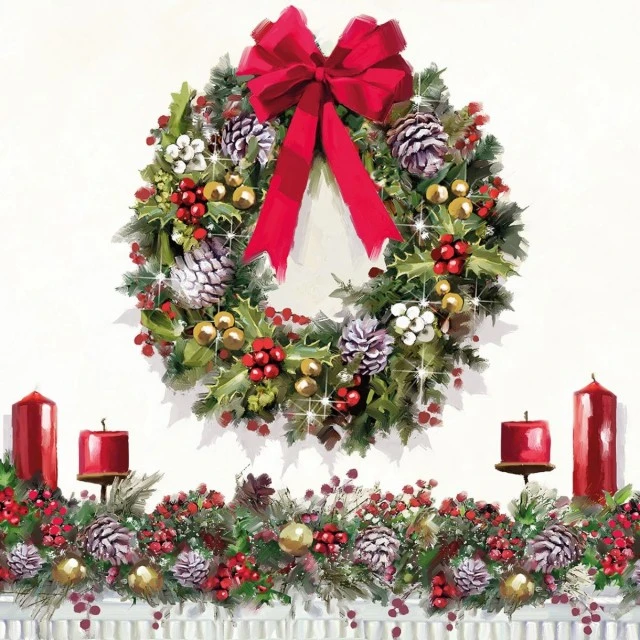 Салфетка 33см 33см 20бр Bow on wreath