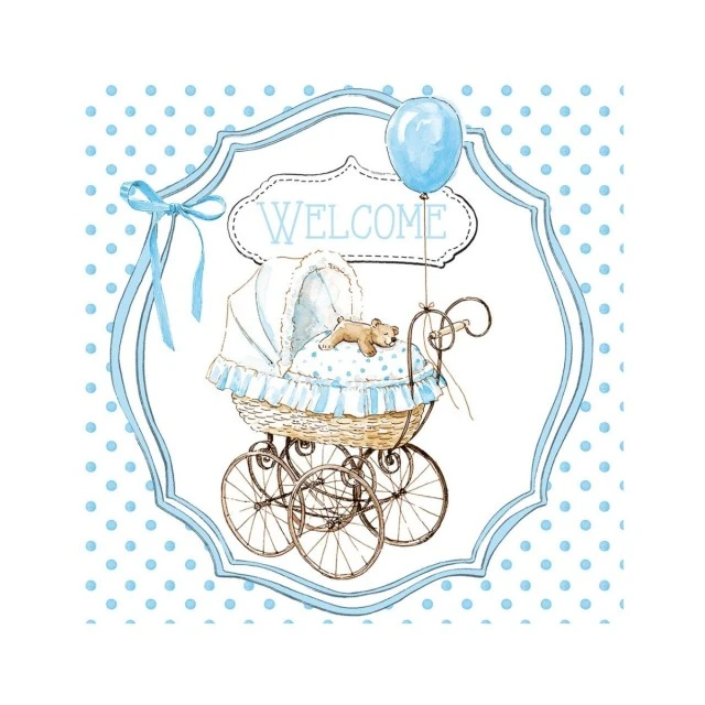 Салфетка 25см 25см 20бр Welcome синьо