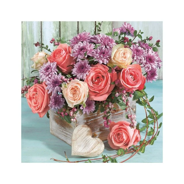 Салфетка 25см 25см 20бр Roses and Chrysanthemums