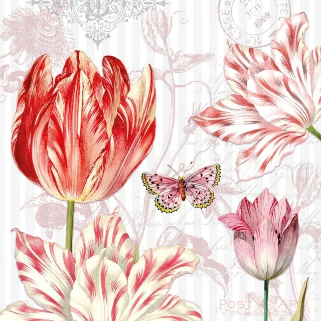 Салфетка 33см 33см 20бр Tulips postcards