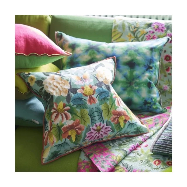 Ikebana damask cushion 50CM 50CM Ocean color