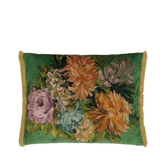 Възглавница Fleurs D Artistes velours Цвят зелено
