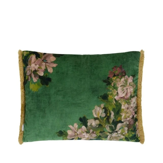 Възглавница Fleurs D Artistes velours Цвят зелено