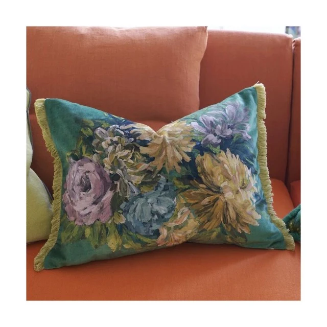 Възглавница Fleurs D Artistes velours Цвят зелено