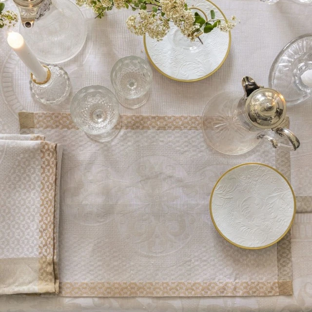 Placemat Evasion Celeste 100% linen 50cm 36cm Color beige