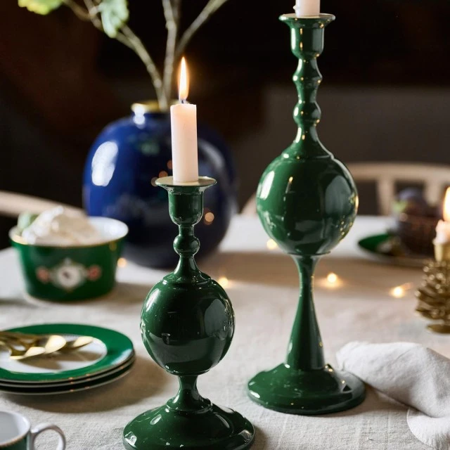 Candlestick 37cm Color dark green