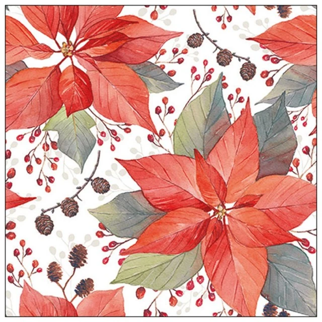 Салфетка 33см 33см 20брPOINSETTIA AND BERRIES