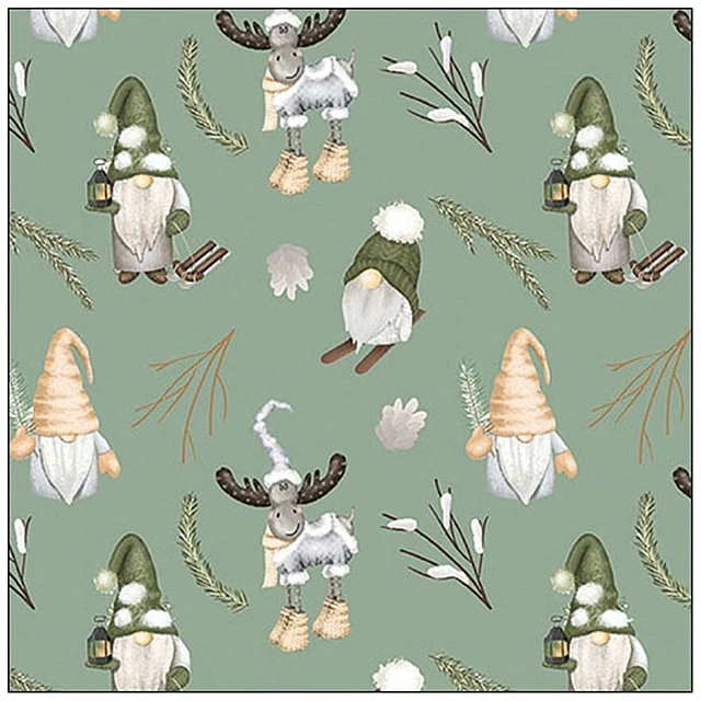 Χαρτοπετσέτα 33cm 33cm 20 τεμάχια FOREST GNOMES SAGE
