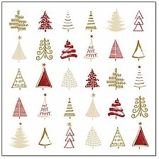 Салфетка 33см 33см 20бр CHRISTMAS TREE DOODLES RED