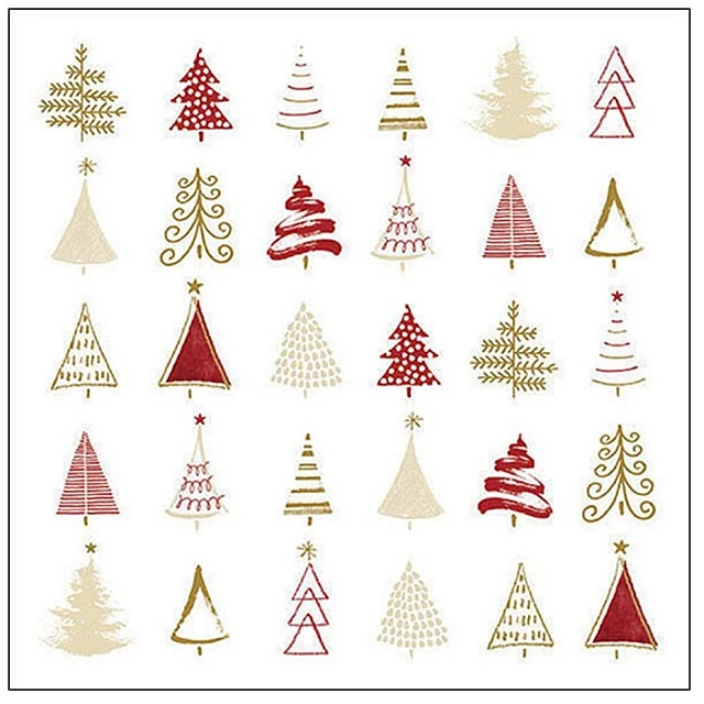 Салфетка 33см 33см 20бр CHRISTMAS TREE DOODLES RED