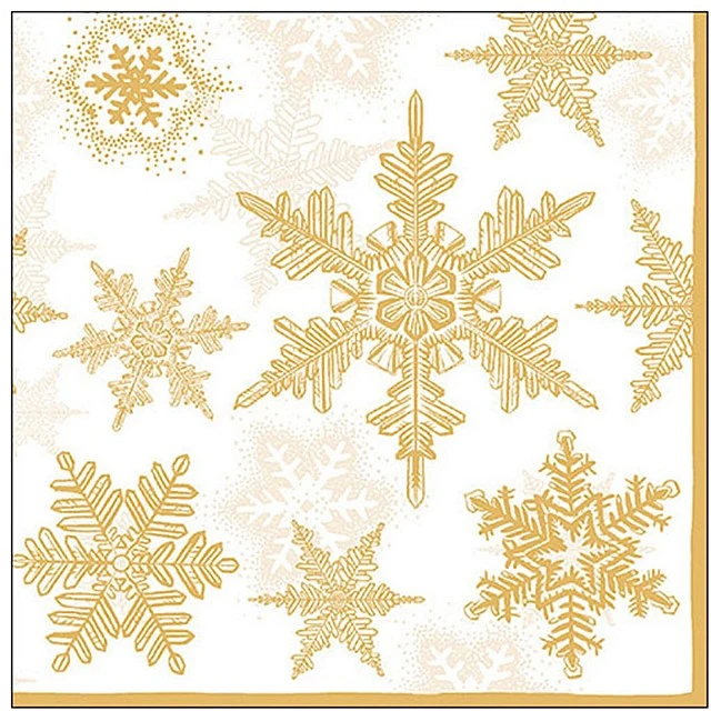 Салфетка 33см 33см 20бр SNOW CRYSTALS WHITE/GOLD