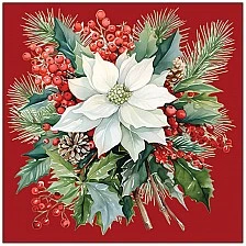 Салфетка 33см 33см 20бр POINSETTIA BOUQUET RED