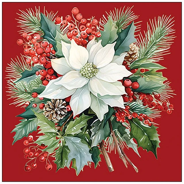 Салфетка 33см 33см 20бр POINSETTIA BOUQUET RED