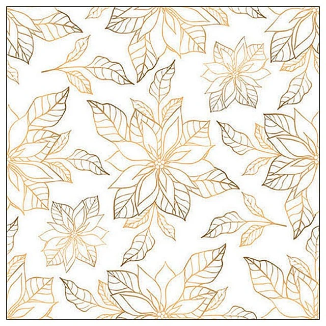 Салфетка 33см 33см 20бр POINSETTIA OUTLINE GOLD
