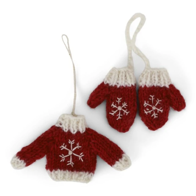 Knitted sweater with gloves red