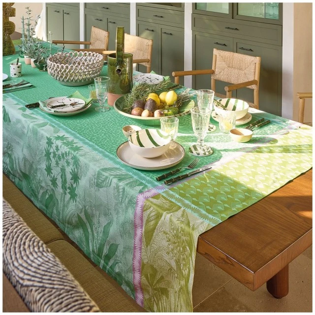 Sinharaja tablecloth 175cm 250cm coated cotton Color green