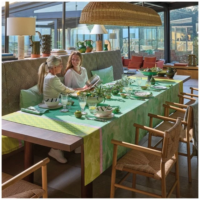 Sinharaja tablecloth 175cm 250cm coated cotton Color green