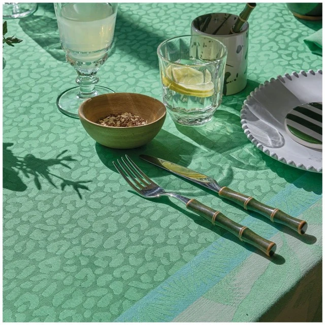 Sinharaja tablecloth 175cm 250cm coated cotton Color green