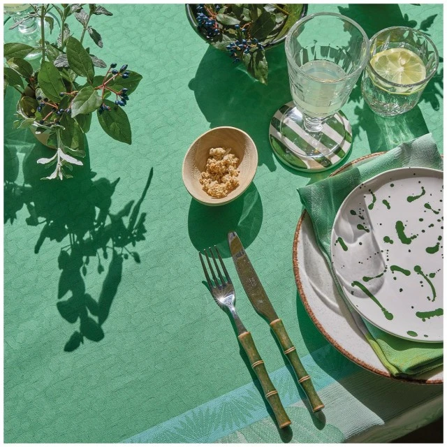 Sinharaja tablecloth 175cm 250cm coated cotton Color green