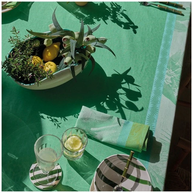 Sinharaja tablecloth 175cm 250cm coated cotton Color green