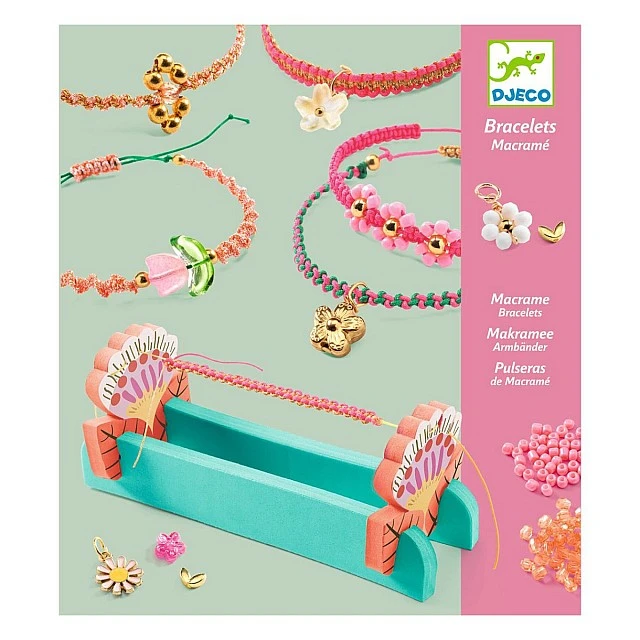 Make pink bracelets with the macramé technique