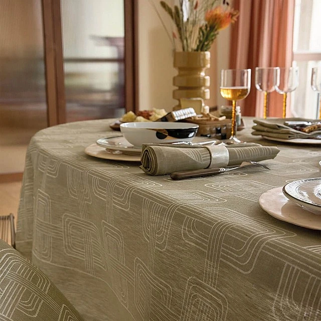 Покривка Hôtel Particulier лен 175см 250см Le Jacquard Francais Цвят зелено