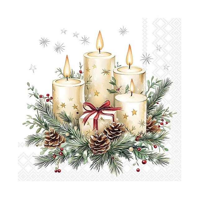 Салфетка 33см 33см 20бр CANDLES AND GIFT WHITE Ambiente