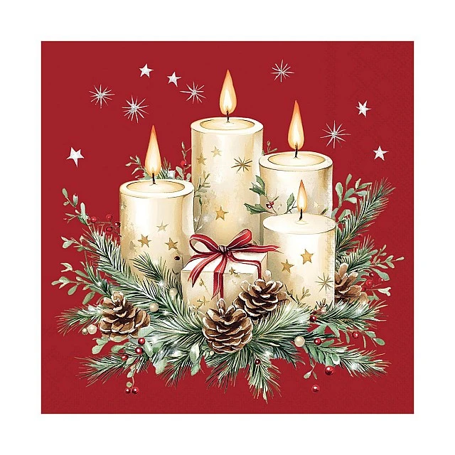 Салфетка 33см 33см 20бр CANDLES AND GIFT RED Ambiente