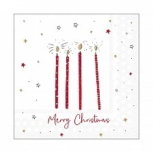 Салфетка 33см 33см 20бр X-MAS CANDLES RED Ambiente