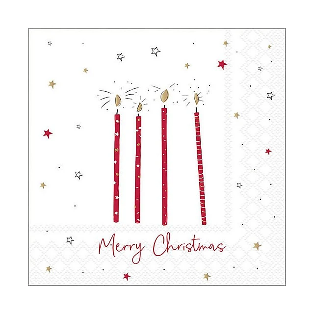 Салфетка 33см 33см 20бр X-MAS CANDLES RED Ambiente