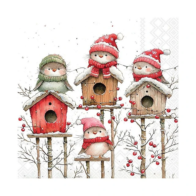 Салфетка 33см 33см 20бр BIRDHOUSE QUARTET WHITE Ambiente