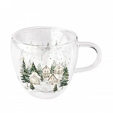 Double-walled glass cup SNOWY HOUSES Ambiente