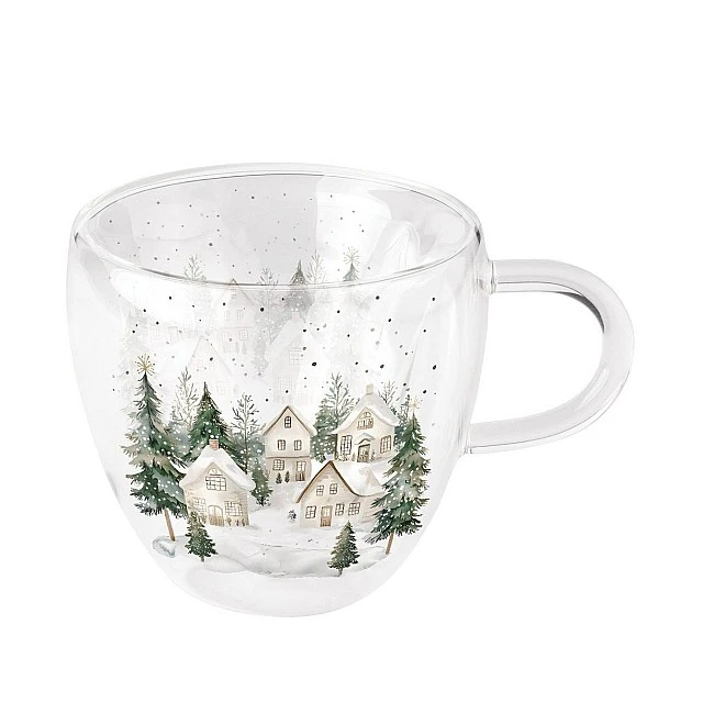 Double-walled glass cup SNOWY HOUSES Ambiente