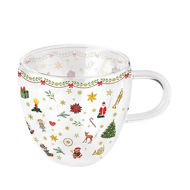 Γυάλινο ποτήρι διπλού τοιχώματος ORNAMENTS ALL OVER RED Ambiente