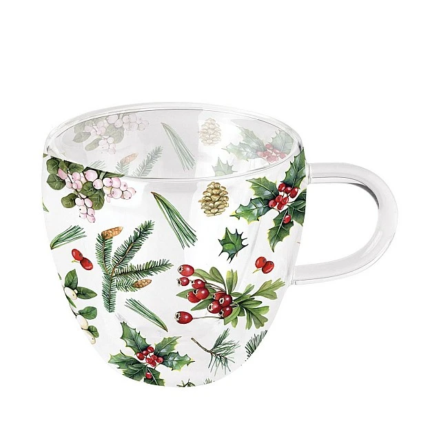 Двустенна стъклена чаша WINTER GREENERY WHITE Ambiente