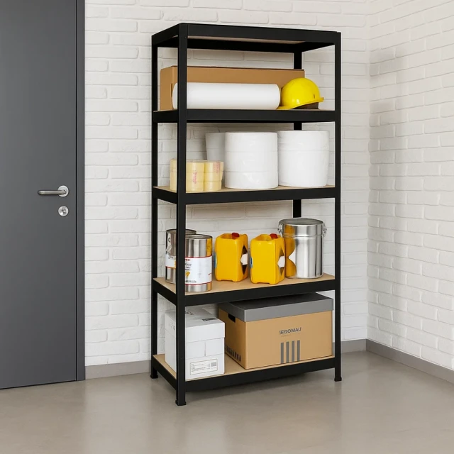Метален стелаж STAR 180x90x45 см, до 275 кг на рафт  - черен
