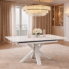 Extendable dining table STARGARD - white 02