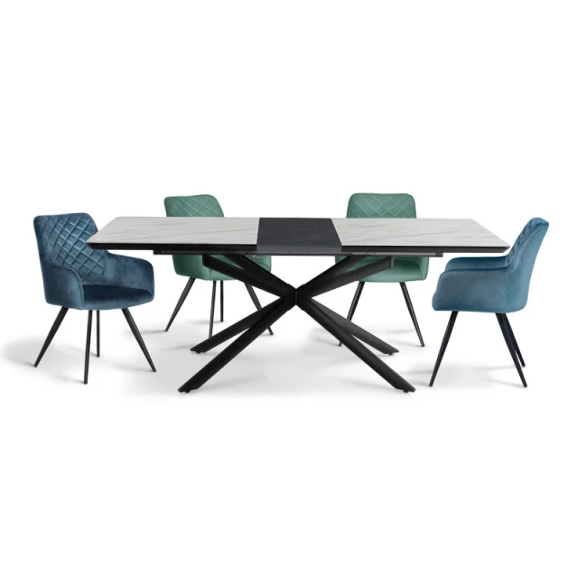 Extendable dining table OMAHA - white - dark gray