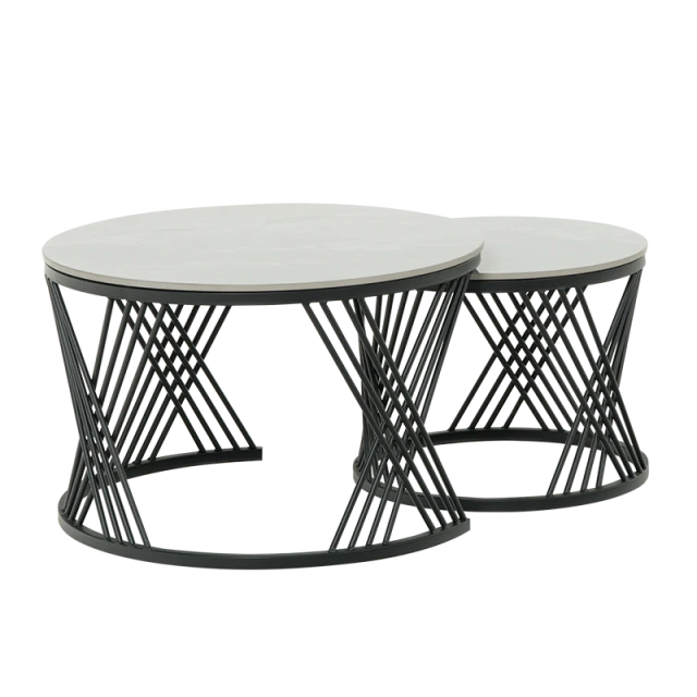 Σετ βοηθητικών τραπεζιών σαλονιού FRESNO DECO - γκρι