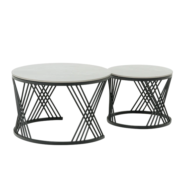 Σετ βοηθητικών τραπεζιών σαλονιού FRESNO DECO - γκρι