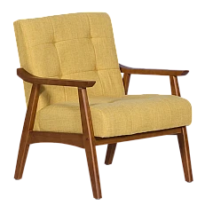 Armchair LEO - walnut - yellow