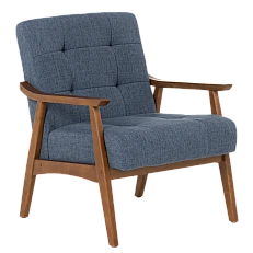 Armchair LEO - walnut - blue