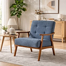 Armchair LEO - walnut - blue