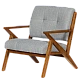 Armchair LUCAS - walnut - gray