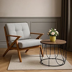 Armchair LUCAS - walnut - gray