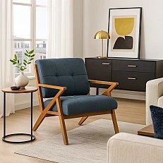 Armchair LUCAS - walnut - blue