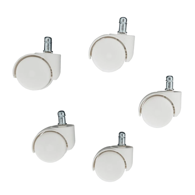 Set of polypropylene wheels for office chair 5 pcs. - white