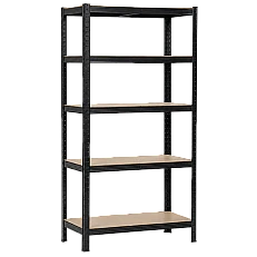 Метален стелаж Carmen CR-1016 - 180х90х45 см, до 250 кг на рафт - черен