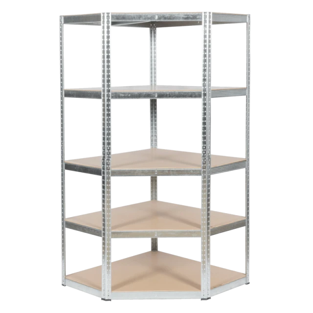 Ъглов метален стелаж Carmen CR-1019 - 180x90x45 см, до 275 кг на рафт - цинк